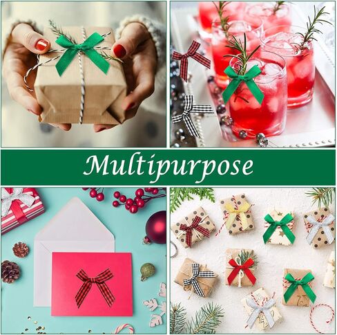 WILLBOND 400 Pieces Christmas Mini Bows Small Satin Ribbon Bows Glitter Bows Bowknot for Wedding Birthday Party Decoration Wrapping Craft Supplies, 6 Colors in Saudi Arabia