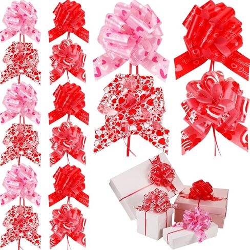 Syhood Valentine Gift Wrapping Bows Ribbon Pull Bows for Mother's Day Heart Gift Bows Ribbon Pull Red Bows Wrapping Accessory for Presents, Baskets, Wine Bottles Decoration(100 Pack) in Saudi Arabia