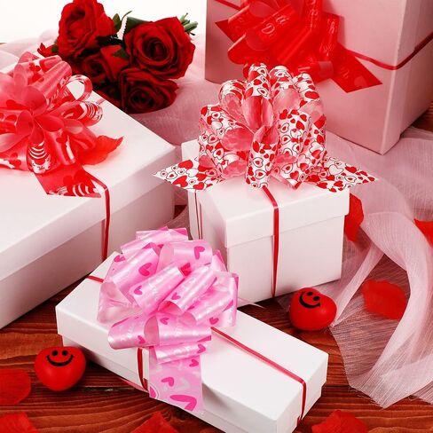 Syhood Valentine Gift Wrapping Bows Ribbon Pull Bows for Mother's Day Heart Gift Bows Ribbon Pull Red Bows Wrapping Accessory for Presents, Baskets, Wine Bottles Decoration(100 Pack) in Saudi Arabia