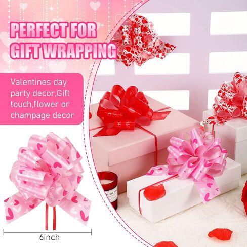 Syhood Valentine Gift Wrapping Bows Ribbon Pull Bows for Mother's Day Heart Gift Bows Ribbon Pull Red Bows Wrapping Accessory for Presents, Baskets, Wine Bottles Decoration(100 Pack) in Saudi Arabia