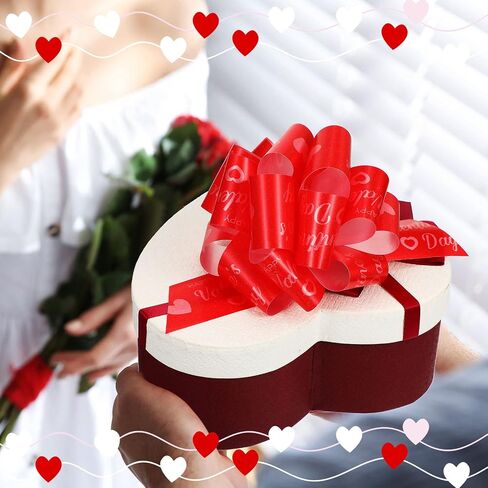 Syhood Valentine Gift Wrapping Bows Ribbon Pull Bows for Mother's Day Heart Gift Bows Ribbon Pull Red Bows Wrapping Accessory for Presents, Baskets, Wine Bottles Decoration(100 Pack) in Saudi Arabia