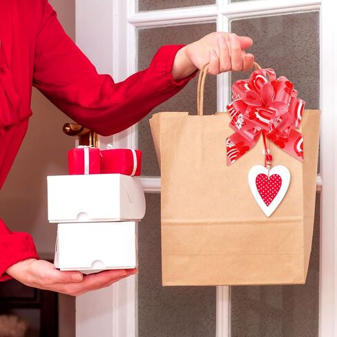 Syhood Valentine Gift Wrapping Bows Ribbon Pull Bows for Mother's Day Heart Gift Bows Ribbon Pull Red Bows Wrapping Accessory for Presents, Baskets, Wine Bottles Decoration(100 Pack) in Saudi Arabia