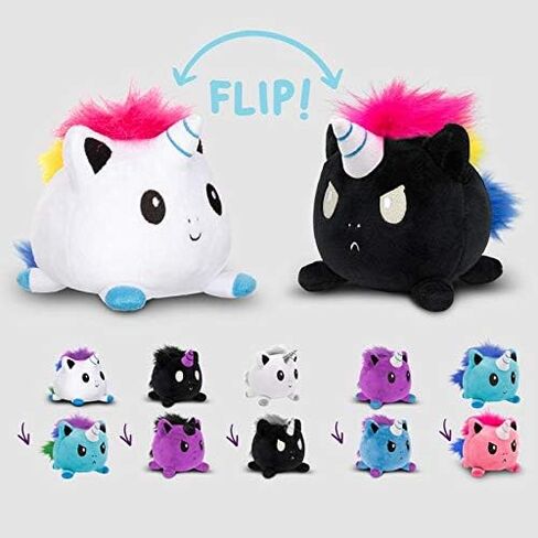 TeeTurtle - دمية وحيد القرن الأصلية ذات الوجهين - قوس قزح فاتح + داكن - حيوانات محشوة حسية لطيفة تظهر حالتك المزاجية in Saudi Arabia