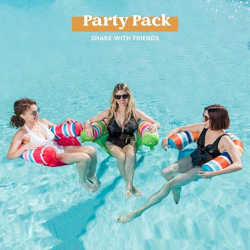 Sloosh 3 Packs Inflatable Pool Float Noodle Chair, Stripes Inflatable Pool Noodle Sling Floatie, Swimming Pool Floatie Floating Chair for Summer Pool Party,Stripe in Saudi Arabia