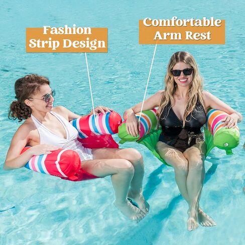 Sloosh 3 Packs Inflatable Pool Float Noodle Chair, Stripes Inflatable Pool Noodle Sling Floatie, Swimming Pool Floatie Floating Chair for Summer Pool Party,Stripe in Saudi Arabia