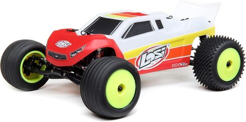 شاحنة Losi RC 1/18 Mini-T 2.0 ذات دفع ثنائي، شاحنة استاد بدون فرش RTR جاهزة للتشغيل باللون الأحمر LOS01019T1 in Saudi Arabia