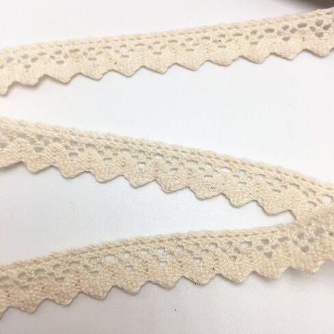 حافة صدفية بشريط رقيق من القطن من ELLAMAMA بعرض 1/2 بوصة 10 ياردة لتغليف تغليف تغليف الهدايا، لون بيج in Kuwait