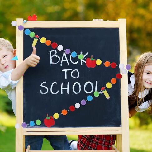 AnyDesign 8.2 Feet Back to School Felt Banner Cute 3D Pencil Apple Garland Colorful Pompom Hanging Banner Welcome Back to School Bunting Garland for First Day of School Classroom Decorations, A1708 in Saudi Arabia