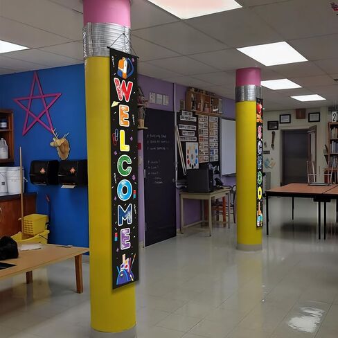 Welcome Back to School Banner for First Day of School Hanging Decorations, Ready to Learn Sign Backdrop Decor Party Supplies for Pre-School Primary School Classroom Decorations in Kuwait