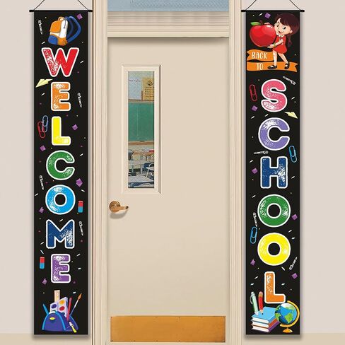 Welcome Back to School Banner for First Day of School Hanging Decorations, Ready to Learn Sign Backdrop Decor Party Supplies for Pre-School Primary School Classroom Decorations in Kuwait