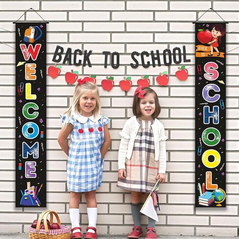 Welcome Back to School Banner for First Day of School Hanging Decorations, Ready to Learn Sign Backdrop Decor Party Supplies for Pre-School Primary School Classroom Decorations in Kuwait