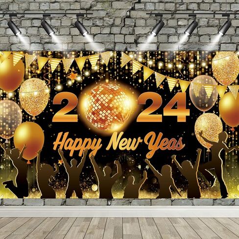 زينة حفلات Happy New Year 2023، قماش كبير مرحبًا بك في خلفية لافتة 2023، لافتة ملصق لامعة لعشية رأس السنة الجديدة السعيدة لمستلزمات حفلات الاحتفال بالسياج والحديقة في الهواء الطلق، 300 × 50 سم in Kuwait