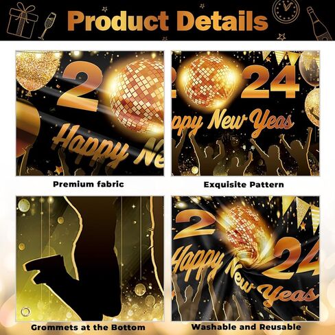 زينة حفلات Happy New Year 2023، قماش كبير مرحبًا بك في خلفية لافتة 2023، لافتة ملصق لامعة لعشية رأس السنة الجديدة السعيدة لمستلزمات حفلات الاحتفال بالسياج والحديقة في الهواء الطلق، 300 × 50 سم in Kuwait