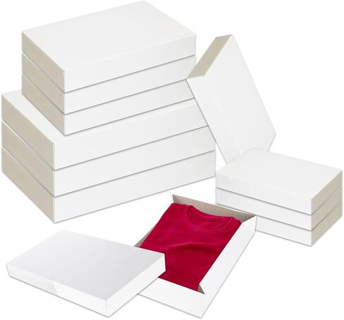 مجموعة علب هدايا بيضاء من كرينستون للهدايا ~ 10 عبوات كبيرة من صناديق الرداء مع أغطية لتغليف هدايا عيد الميلاد والعطلات وأعياد الميلاد | 17.25 × 11.34 × 2.5 بوصة (10) in Kuwait