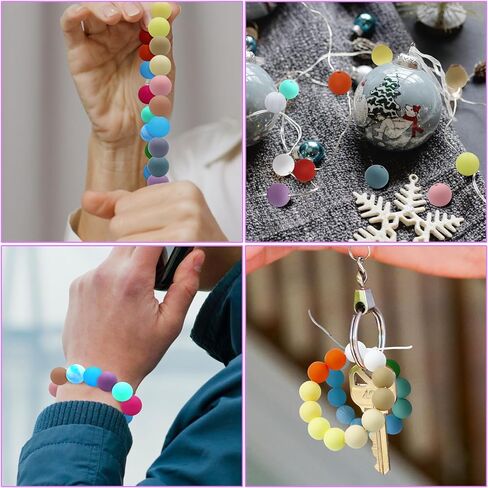 Jyongmer 200 قطعة من خرز السيليكون، 15 مم خرز سيليكون 20 لونًا كلاسيكيًا من خرز السيليكون لصنع سلسلة المفاتيح خرز سيليكون دائري فضفاض لإكسسوارات المجوهرات اليدوية المصنوعة يدويًا in Kuwait