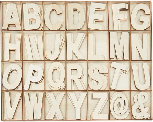Unfinished Wooden Letters, Symbols, Storage Tray, 3 Inch Alphabet (112 Pieces) in Saudi Arabia