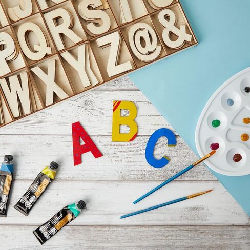 Unfinished Wooden Letters, Symbols, Storage Tray, 3 Inch Alphabet (112 Pieces) in Saudi Arabia