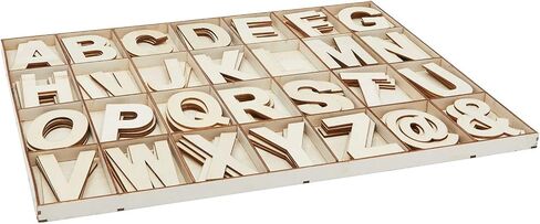 Unfinished Wooden Letters, Symbols, Storage Tray, 3 Inch Alphabet (112 Pieces) in Saudi Arabia