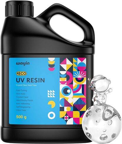 راتنج الأشعة فوق البنفسجية - ترقية Wayin 500 جرام من راتنج الأشعة فوق البنفسجية الصلب الشفاف من الكريستال البيئي، غراء راتنجات الإيبوكسي فوق البنفسجي لعلاج أشعة الشمس من الراتنج المنشط للمجوهرات المصنوعة يدويًا، والحرف اليدوية، والطلاء والصب in Kuwait