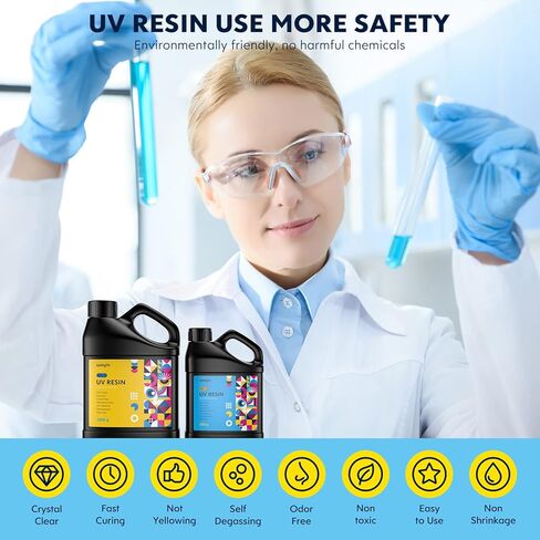 راتنج الأشعة فوق البنفسجية - ترقية Wayin 500 جرام من راتنج الأشعة فوق البنفسجية الصلب الشفاف من الكريستال البيئي، غراء راتنجات الإيبوكسي فوق البنفسجي لعلاج أشعة الشمس من الراتنج المنشط للمجوهرات المصنوعة يدويًا، والحرف اليدوية، والطلاء والصب in Kuwait