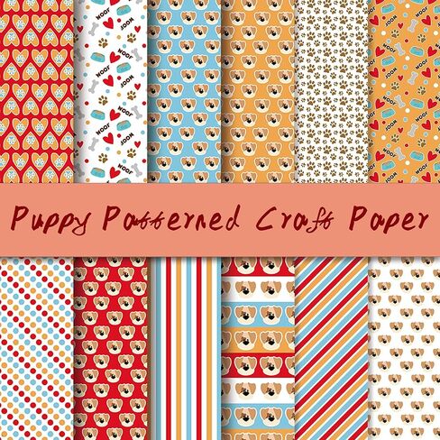 Dorgua 36 ورقة ورقة القصاصات الكلب، 6 "× 6" جرو ورقة الزخرفية الكلب العظام البطاقات ورقة الفن الحرفية ورقة لصنع بطاقة ألبوم الصور الحرف القصاصات الديكور in Kuwait