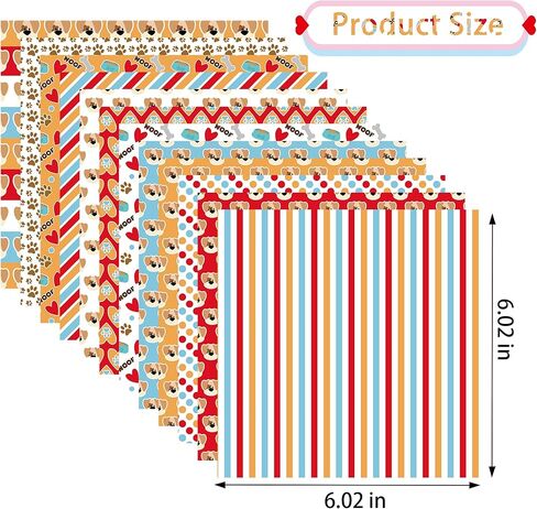 Dorgua 36 ورقة ورقة القصاصات الكلب، 6 "× 6" جرو ورقة الزخرفية الكلب العظام البطاقات ورقة الفن الحرفية ورقة لصنع بطاقة ألبوم الصور الحرف القصاصات الديكور in Kuwait