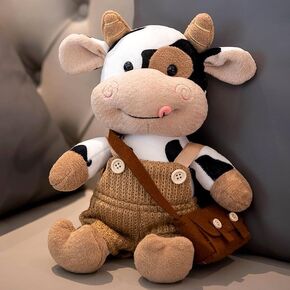 HPOSAN Adorable Plush Cow Toy Floppy Dairy Cattle 12'' Soft Stuffed Animal Cute Birthday Toddlers Light Brown Sleeping Plush Body Pillow for Kids Boys Girls Birthday Easter Christmas Bedtime Gift in Kuwait