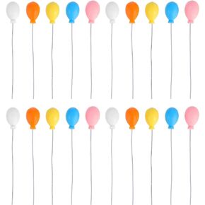 TOYANDONA 50Pcs Miniature Balloons Dollhouse 3D Balloons Cake Picks Plastic for Fairy Garden Bonsai Dollhouse Cupcake Toppers Birthday Cake Toppers Decorations ( Ball Shape )