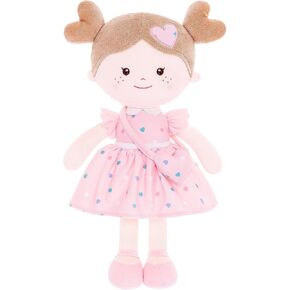 Onetoo Baby Doll أول دمية طفل دمية طفل ناعمة للفتيات دمية خرقة قطيفة ملابس كيتي زي فستان رمادي 14 بوصة in Kuwait