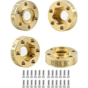 Brass Weights Wheel Hex Hub Widen Adapter for 1/10 RC Crawler 1.9 2.2Inch Wheels Rim Axial SCX10 TRX4 Counterweight(Golden, 12mm*4)