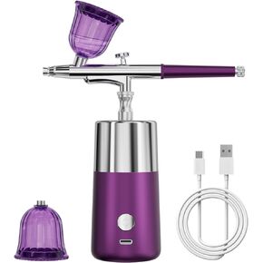 Rhinowisdom Makeup Airbrush-Kit with Air Compressor,Rechargeable Portable Cordless Air Brush for Makeup, Includes 2X Cup,1x Cable in Kuwait
