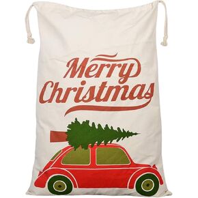 حقائب عيد الميلاد الكبيرة من جولي جون أكياس سانتا ~ تصميم كيس سانتا على شكل قصب حلوى أخضر - كيس هدايا قطن مقاس 27 بوصة × 19 بوصة - كيس هدايا سانتا قابل لإعادة الاستخدام برباط إغلاق in Kuwait