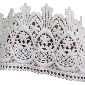 5 ياردة عرض 7.62 سم قماش مطرز بالدانتيل القطني للملحقات الملابس DIY لوازم الحرف في الأبيض in Kuwait