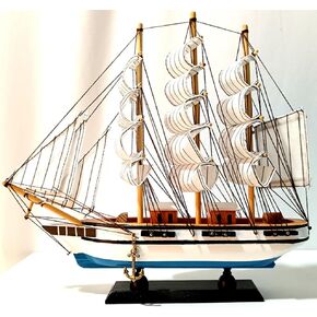 Model shipHandmade Sailboat, Ocean Themed Sailboat Model, Mediterranean Sailboat, Wooden Sailboat Suitable for Home and Office desks (White sail, Brown Hull) in Kuwait