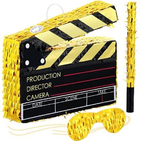Movie Night Pinata Movie Pinata Movie Night Decorations Clapboard Pinata with Stick Paper Eye Mask for Movie Theater Decor Bridal Shower Birthday Party Decorations Supplies in Saudi Arabia