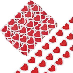 GORGECRAFT 5 Yards 23mm Cyan Heart Lace Trim Heart-Shaped Embroidered Woven Ribbon White Edging Trimmings Applique for DIY Sewing Crafts Clothing Curtain Skirt Hat Bags Photo Frame Embellishments