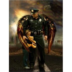 Zimal Full Round DIY Diamond Embroidery Police and Child 5D Diamond Painting Rhinestone Mosaic Home Decor Wall Stickers 11.8 x 15.8 Inch in Kuwait