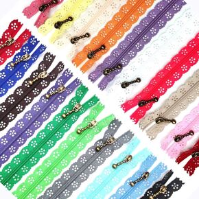 LNKA Lace Zippers for Sewing 50CM(19.6inch) 3# 40Pcs Novelty End Zipper DIY Nylon Coil Flower Zipper for DIY Sewing Tailor Craft Bed Bag