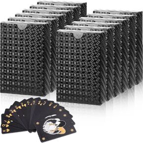 Zubebe 12 Pack Waterproof Playing Cards Bulk Plastic Playing Cards Black and Gold Poker Cards Deck of Cards Luxury Playing Cards for Adults Game Party, Washable in Saudi Arabia