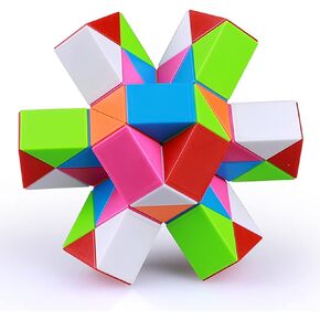 Fidget Magic Snake Cube Puzzles Twist Ruler Speed Cubes Brain Teaser Game Toys for Kids (24 Block 1PACK)