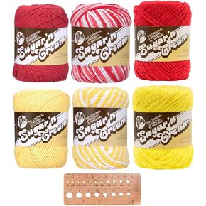 مجموعة خيوط Lily Sugar 'n Cream Stripes 100% قطن صوفي #4 الوزن (مزيج ليلي 228) in Kuwait