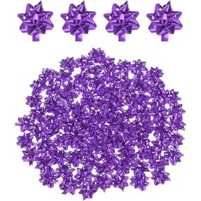 MECCANIXITY 100pcs 1"(25mm) Mini Star Gift Bows Small Metallic Christmas Bows for Gift Wrapping Presents Birthday Wedding, Self Adhesive, Gold
