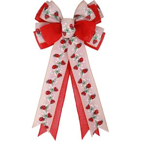 Sunflower Burlap Bow Larger Orange and Green Flora Wreaths Bow for Gift Wrapping Summer Fall Autumn Christmas Tree Topper Indoor Outdoor Wedding Party Decoration (B-Sunflower)