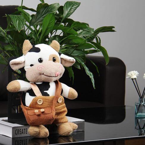 HPOSAN Adorable Plush Cow Toy Floppy Dairy Cattle 12'' Soft Stuffed Animal Cute Birthday Toddlers Light Brown Sleeping Plush Body Pillow for Kids Boys Girls Birthday Easter Christmas Bedtime Gift in Kuwait