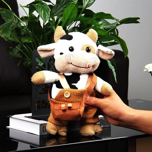 HPOSAN Adorable Plush Cow Toy Floppy Dairy Cattle 12'' Soft Stuffed Animal Cute Birthday Toddlers Light Brown Sleeping Plush Body Pillow for Kids Boys Girls Birthday Easter Christmas Bedtime Gift in Kuwait