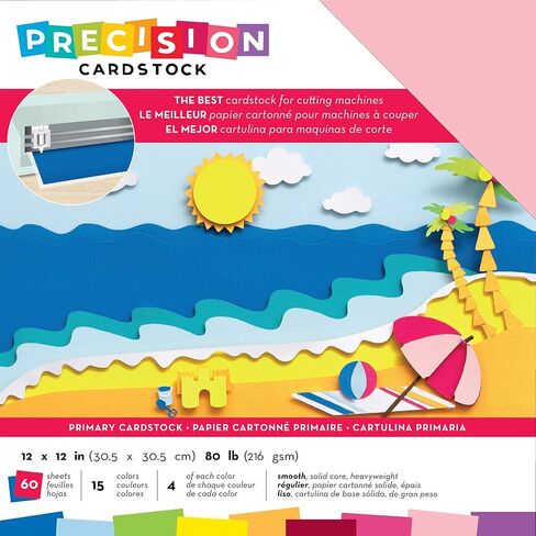 American Crafts Precision Cardstock Pack 80lb 12"X12" 60/Pkg-Primary/Smooth in Saudi Arabia