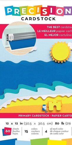 American Crafts Precision Cardstock Pack 80lb 12"X12" 60/Pkg-Primary/Smooth in Saudi Arabia