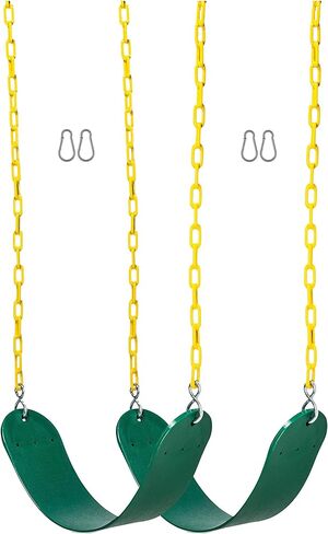 Safe Kidz 2 Pack Heavy Duty Swing Seats - 66" Chain Plastic Coated - Playground Swing Set Accessories Swing Seat Replacement - Green in Saudi Arabia