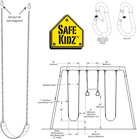 Safe Kidz 2 Pack Heavy Duty Swing Seats - 66" Chain Plastic Coated - Playground Swing Set Accessories Swing Seat Replacement - Green in Saudi Arabia