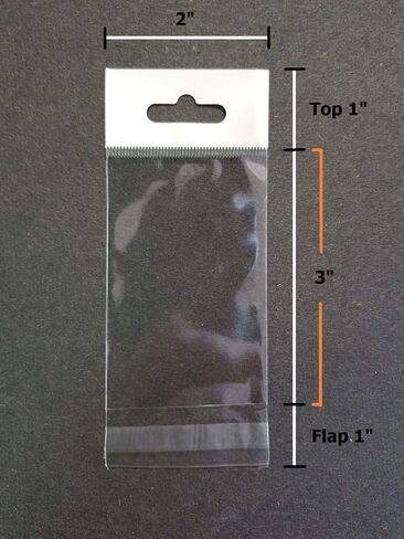 500 Pcs 2x3 Hang TOP Clear Resealable Cello Cellophane Bags w/Hanging Header in Saudi Arabia